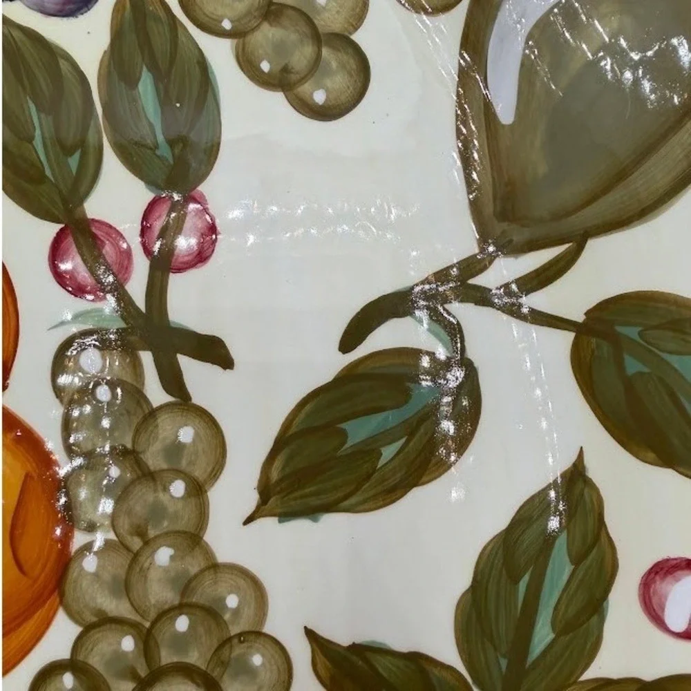Vintage WCL Fruit Harvest Oval Serving Platter Hand Painted Grapes Pears Peaches